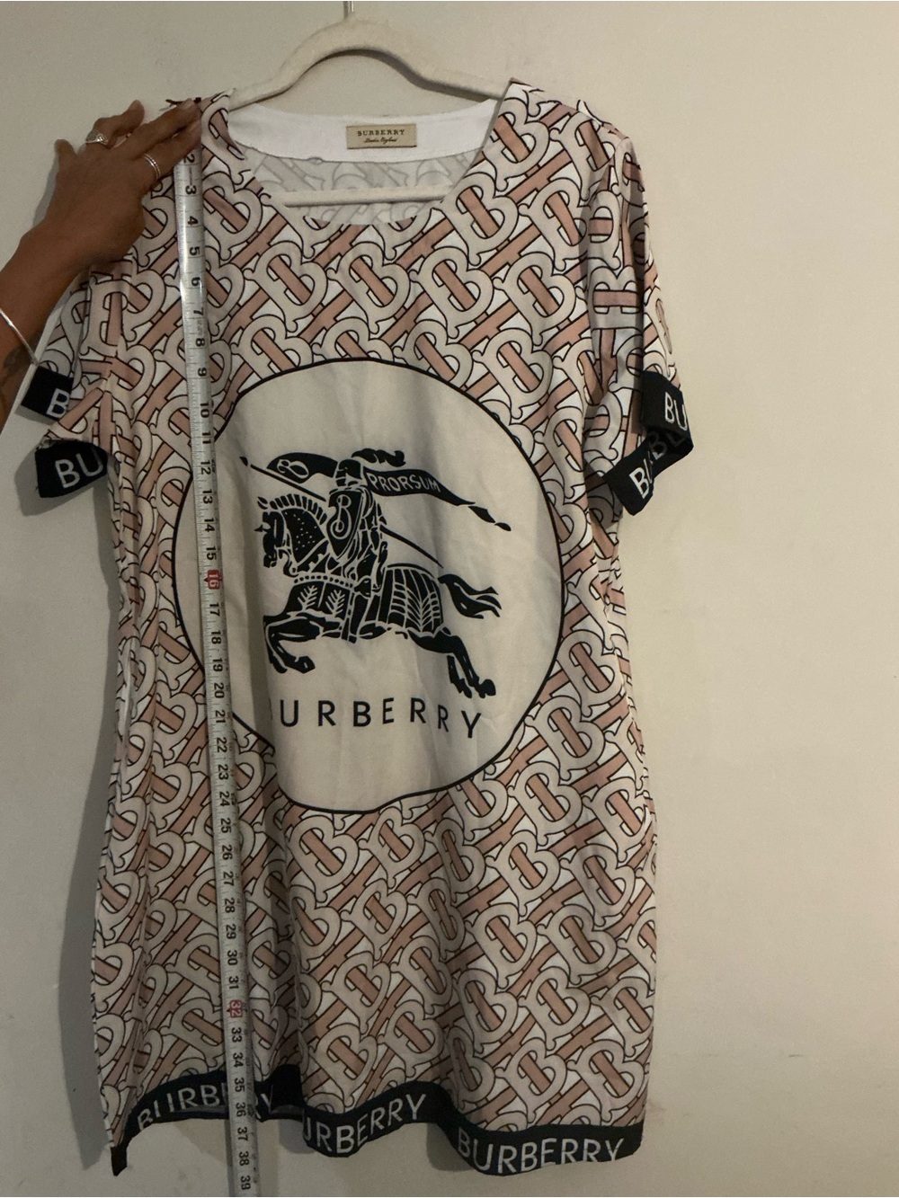 Burberry Beige & Black Monogram Logo Mini Dress